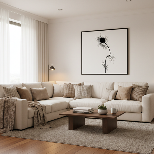 Dandelion in cosy living room - square format