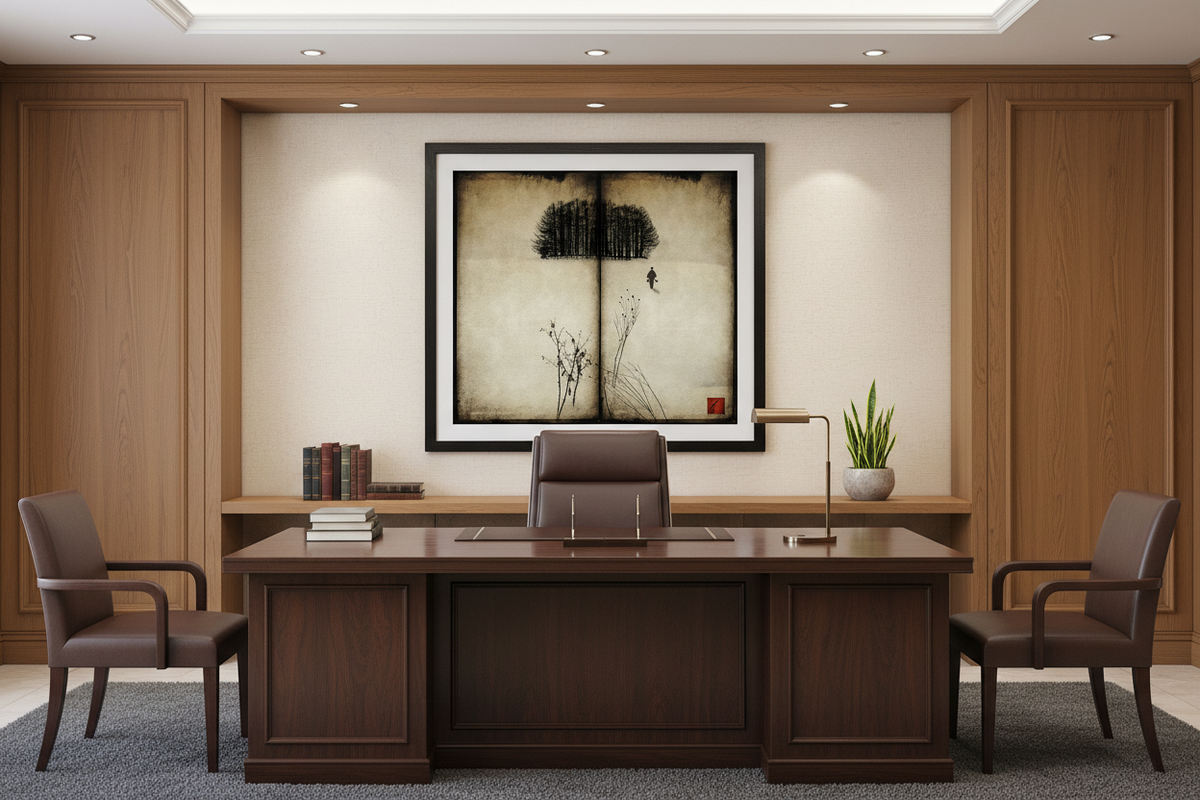 Silent Reflection in Business Office
